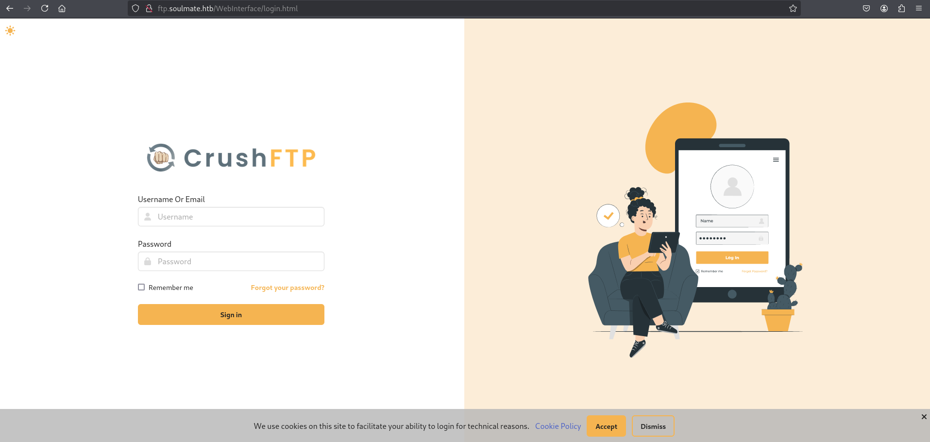 CrushFTP login screenshot
